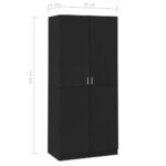Garde-robe Noir 90x52x200 cm Bois d’ingénierie – Image 6
