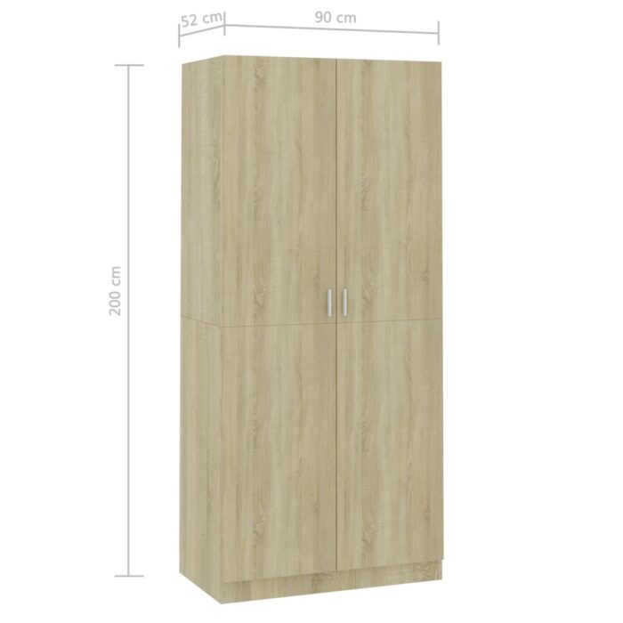 Garde-robe Chêne sonoma 90x52x200 cm Bois d’ingénierie – Image 6