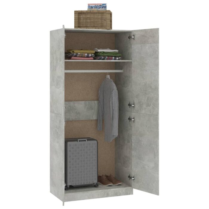 Garde-robe Gris béton 90x52x200 cm Bois d’ingénierie – Image 2