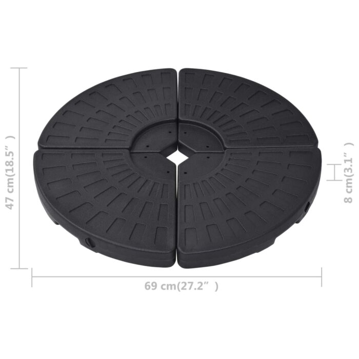 Socle de parasol en forme d'éventail 4 pcs Noir – Image 4