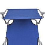 Chaise longue pliable avec auvent Bleu Aluminium – Image 5