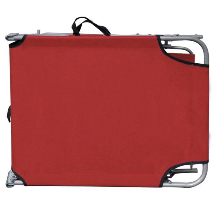 Chaise longue pliable avec auvent Rouge Aluminium – Image 3