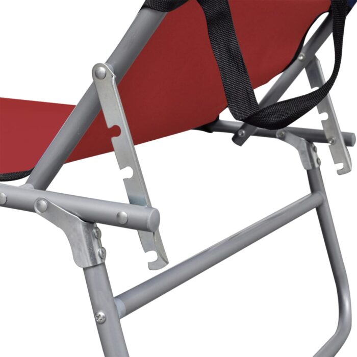 Chaise longue pliable avec auvent Rouge Aluminium – Image 4