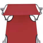 Chaise longue pliable avec auvent Rouge Aluminium – Image 5