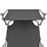 Chaise longue pliable avec auvent Gris Aluminium – Image 5