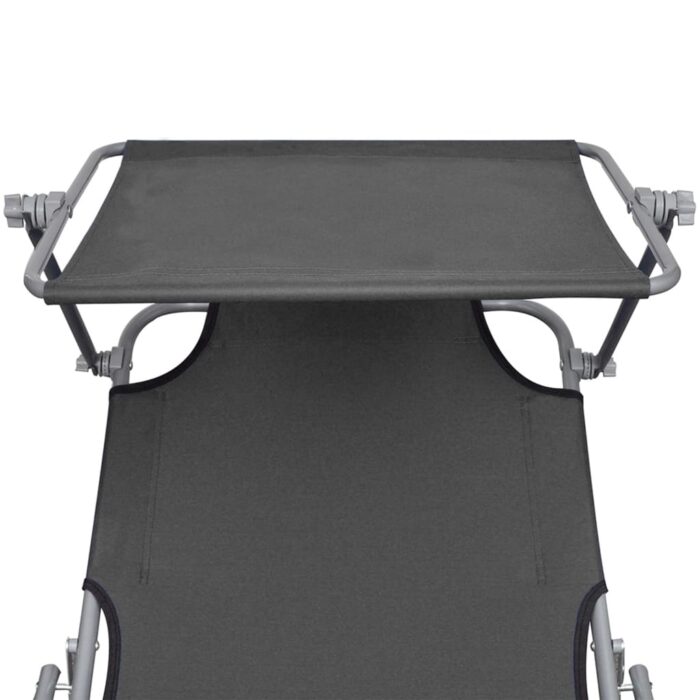 Chaise longue pliable avec auvent Gris Aluminium – Image 5