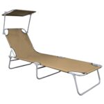 Chaise longue pliable avec auvent Taupe Aluminium – Image 2