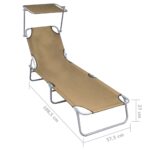 Chaise longue pliable avec auvent Taupe Aluminium – Image 6