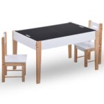 Ensemble de table et chaises pour enfants 3 pcs Noir et blanc – Image 2