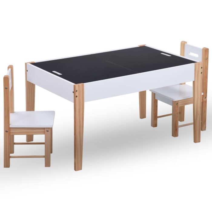 Ensemble de table et chaises pour enfants 3 pcs Noir et blanc – Image 2