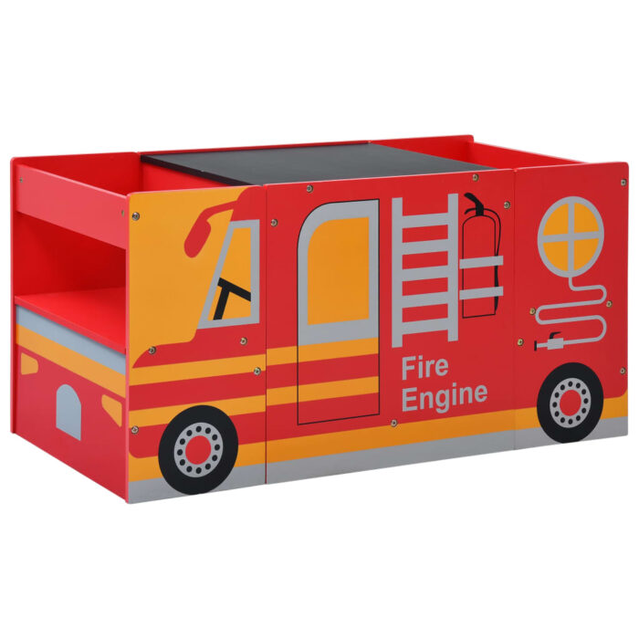 Jeu de table et chaises d'enfants 3 pcs Camion de pompiers Bois – Image 1