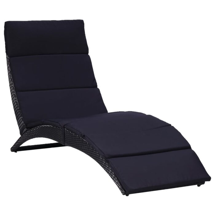 Transat avec coussin Résine tressée Noir – Image 1