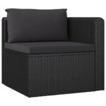 Canapés de jardin 2 pcs avec coussins Résine tressée Noir – Image 3
