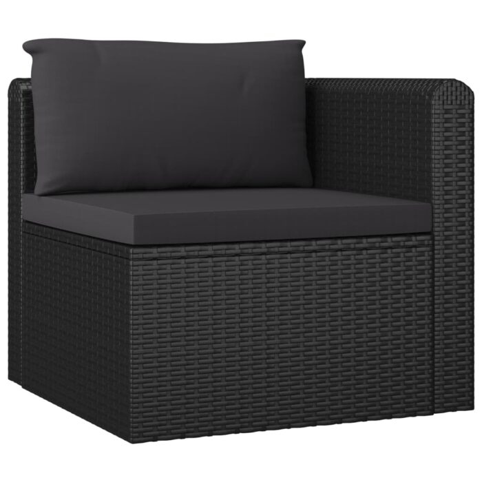 Canapés de jardin 2 pcs avec coussins Résine tressée Noir – Image 3