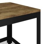 Table basse Marron foncé et noir 90x45x45 cm MDF et fer – Image 3