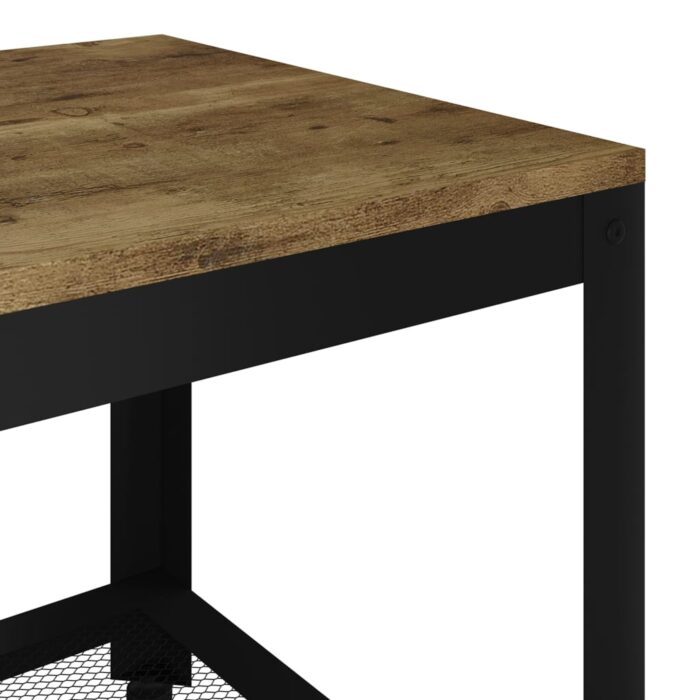 Table basse Marron foncé et noir 90x45x45 cm MDF et fer – Image 3