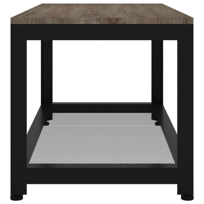 Table basse Gris et noir 90x45x45 cm MDF et fer – Image 2