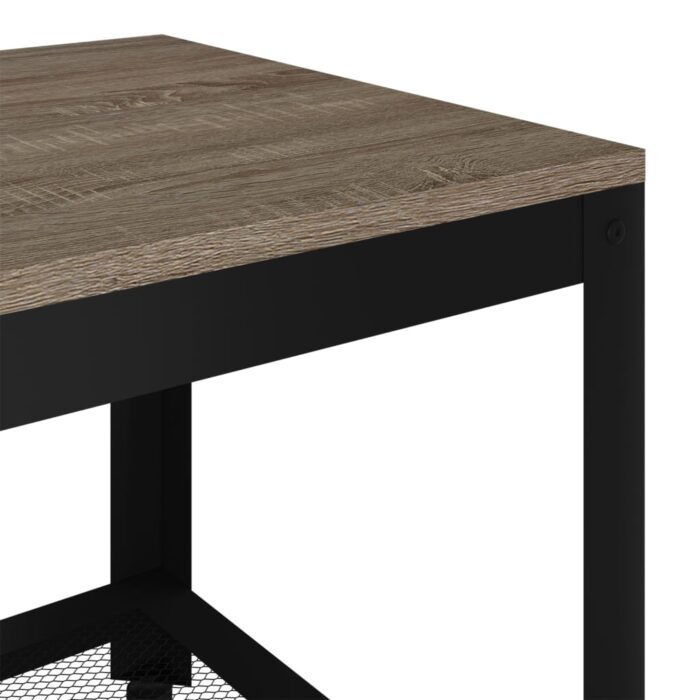 Table basse Gris et noir 90x45x45 cm MDF et fer – Image 3