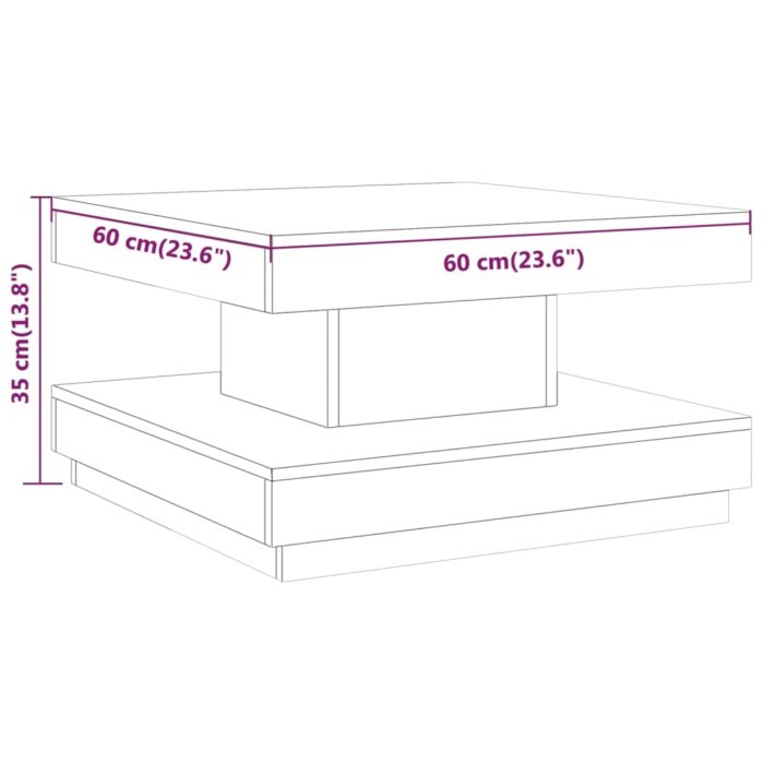 Table basse Marron foncé 60x60x35 cm MDF – Image 4