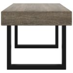 Table basse Gris et noir 90x45x40 cm MDF et fer – Image 2
