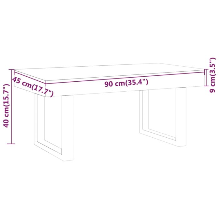 Table basse Gris et noir 90x45x40 cm MDF et fer – Image 4