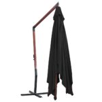 Parasol suspendu avec mât en bois 400x300 cm Noir – Image 4