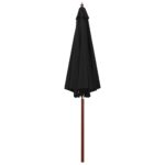 Parasol avec mât en bois 300x258 cm Noir – Image 2
