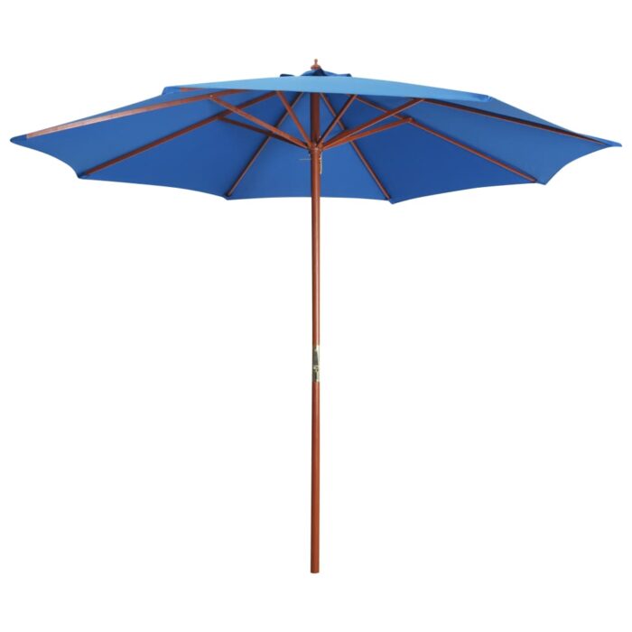 Parasol avec mât en bois 300x258 cm Bleu – Image 1