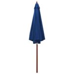Parasol avec mât en bois 300x258 cm Bleu – Image 4