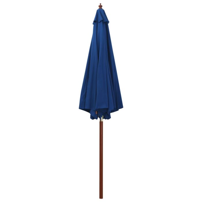 Parasol avec mât en bois 300x258 cm Bleu – Image 4