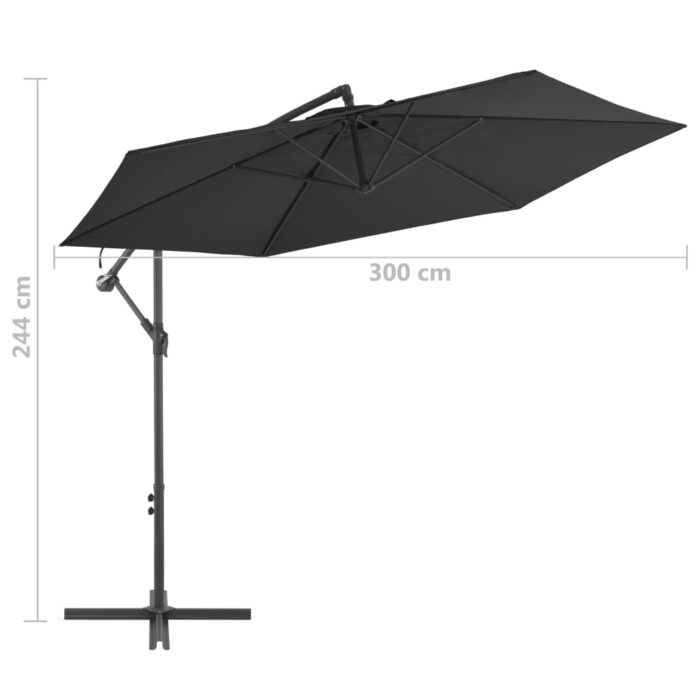 Parasol de jardin en porte-à-faux avec mât en aluminium noir – Image 7