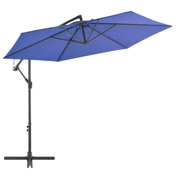 Parasol de jardin en porte-à-faux avec mât en aluminium bleu – Image 1