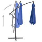 Parasol de jardin en porte-à-faux avec mât en aluminium bleu – Image 3