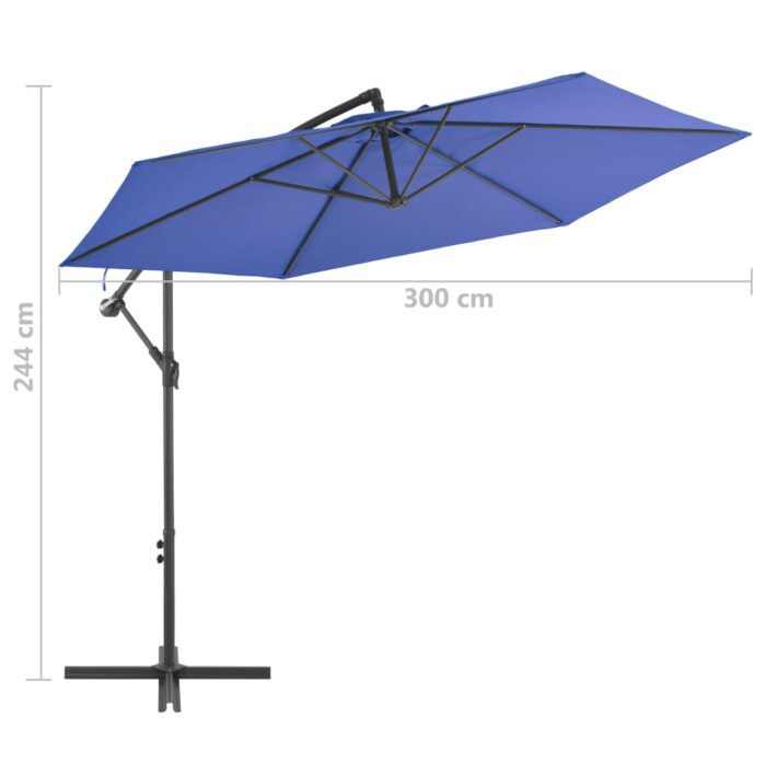 Parasol de jardin en porte-à-faux avec mât en aluminium bleu – Image 7