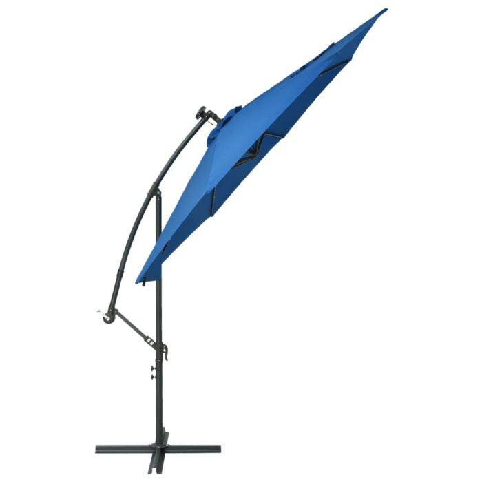 Parasol de jardin en porte-à-faux et lumières LED mât en acier – Image 3
