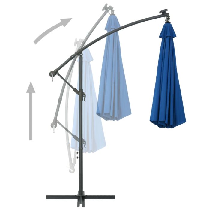 Parasol de jardin en porte-à-faux et lumières LED mât en acier – Image 4
