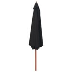 Parasol d'extérieur avec mât en bois 350 cm Noir – Image 2