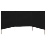 Paravent 3 panneaux Tissu 400 x 120 cm Noir – Image 2