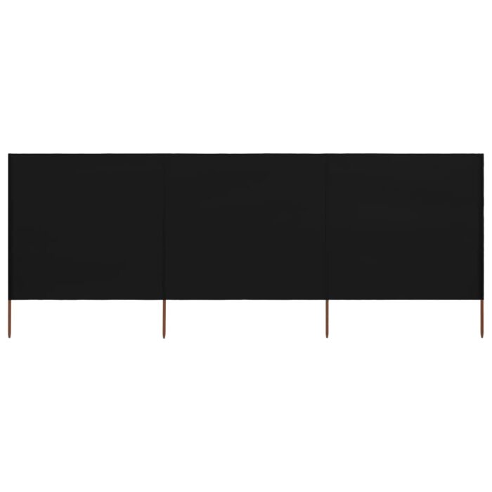 Paravent 3 panneaux Tissu 400 x 160 cm Noir – Image 1