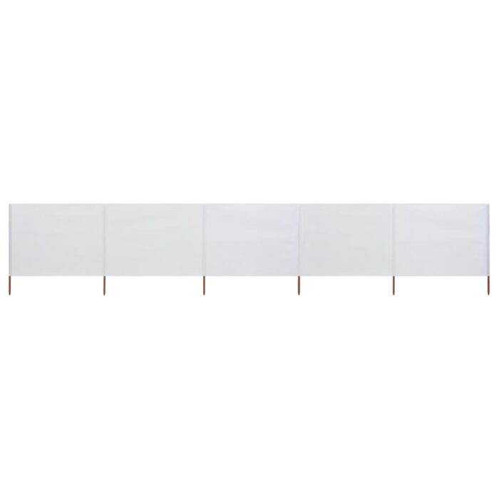 Paravent 5 panneaux Tissu 600 x 120 cm Blanc sable – Image 1