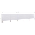 Paravent 5 panneaux Tissu 600 x 120 cm Blanc sable – Image 5