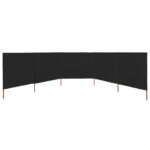 Paravent 5 panneaux Tissu 600 x 120 cm Noir – Image 2