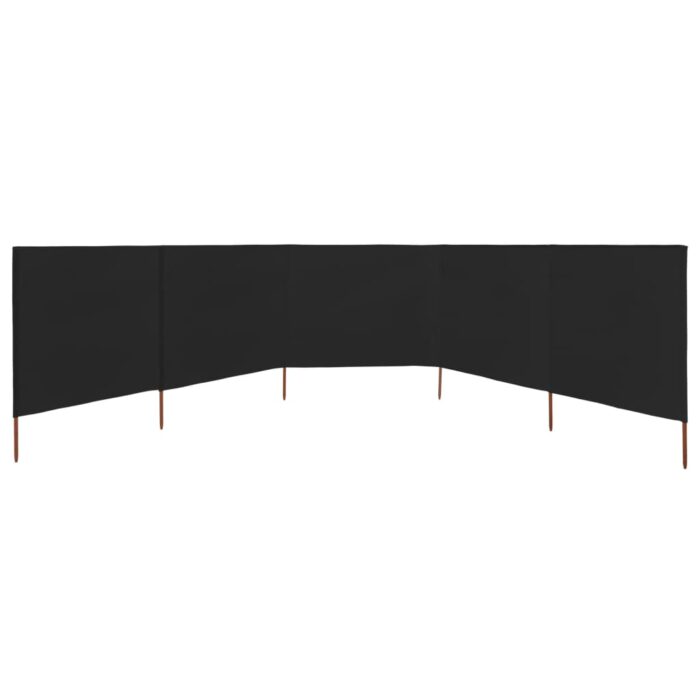 Paravent 5 panneaux Tissu 600 x 120 cm Noir – Image 2