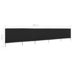 Paravent 5 panneaux Tissu 600 x 120 cm Noir – Image 5