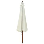 Parasol d'extérieur avec mât en bois 330 cm blanc sable – Image 3