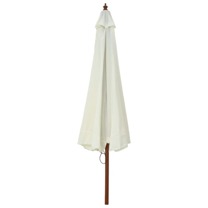 Parasol d'extérieur avec mât en bois 330 cm blanc sable – Image 3