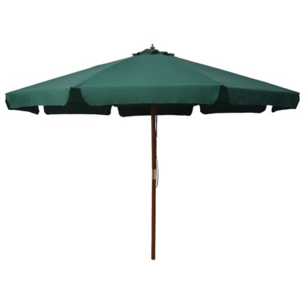 Parasol d'extérieur avec mât en bois 330 cm Vert