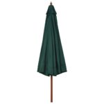 Parasol d'extérieur avec mât en bois 330 cm Vert – Image 3