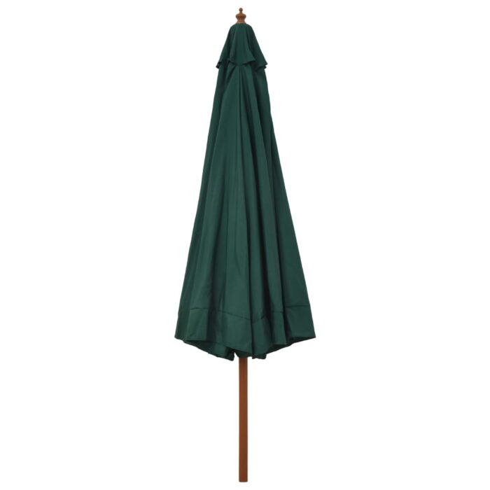 Parasol d'extérieur avec mât en bois 330 cm Vert – Image 3