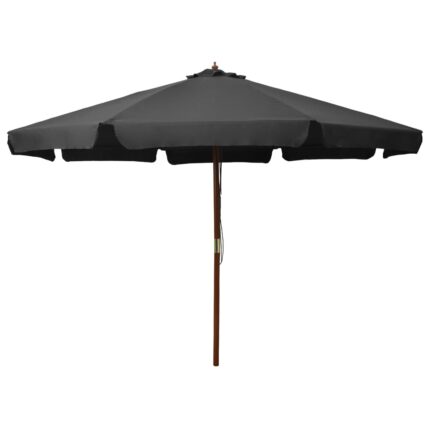 Parasol d'extérieur avec mât en bois 330 cm Anthracite